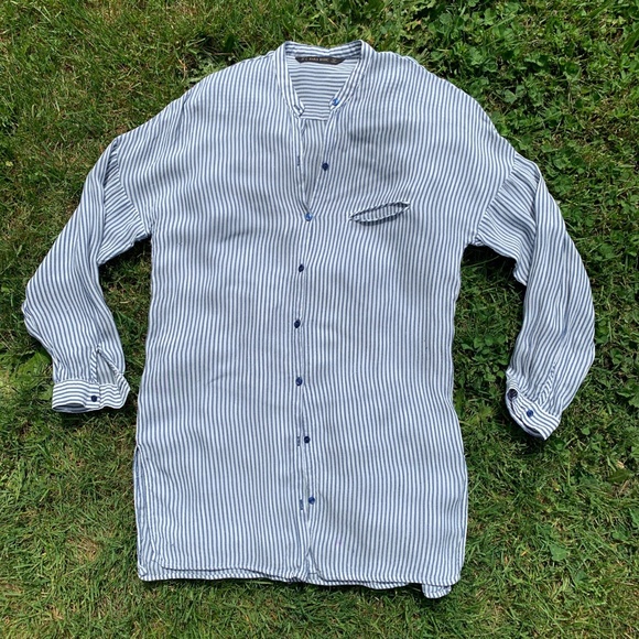 Zara relaxed striped button up blouse M - Picture 1 of 4